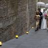 Bride walk to the isle 