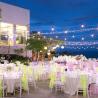 Fairy light and light ball set up wedding party